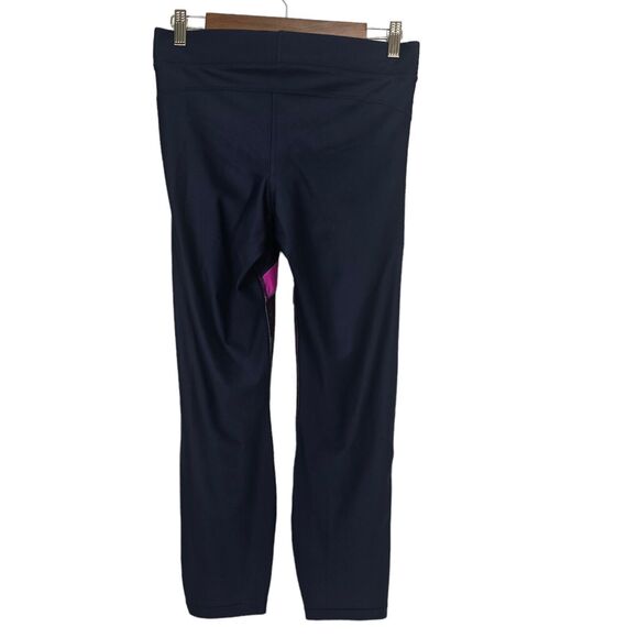 Under Armour Leggings Women Navy Purple Cropped Compression Heatgear Athletic - Picture 4 of 8